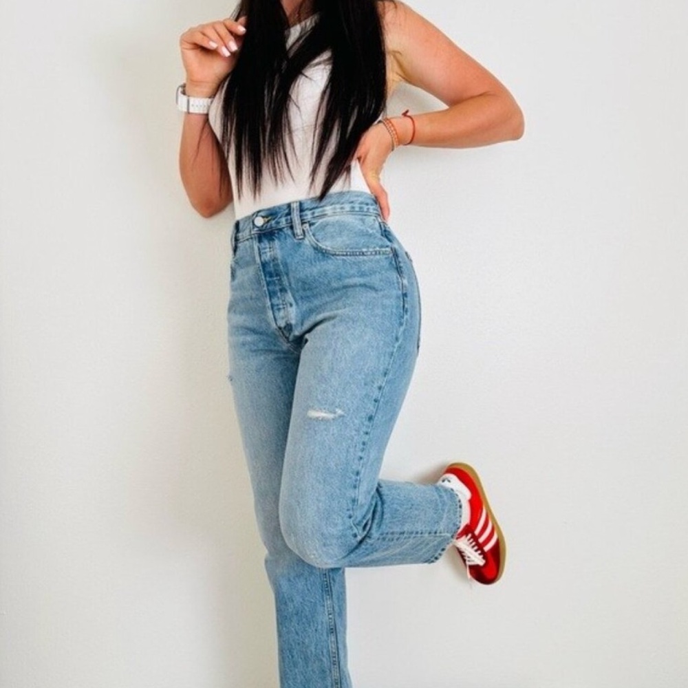 Everlane the relaxed straight jean, distressed, size 27